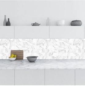 Resim Mutfak Tezgah Arası Folyo Fayans Kaplama Folyosu Beyaz Mermer Duvar Karo 