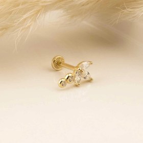 Resim Cherry By Özkonak Markis Taşlı Lotus Minimal Tragus Piercing Sarı 