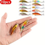 Resim 10'lu 5.51cm/5g Yavaş Batan Minnow Yem Seti, ABS Plastik Sert Yem, Imitasyon Bionic Balıkçılık Yemleri, Alabalık ve Levrek Balıkçılığı için 