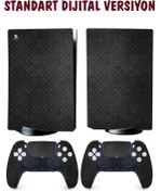 Resim KT Decor Siyah Metal Yüzey Playstation 5 Full Sticker Kaplama Seti 