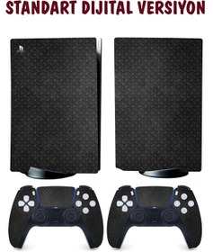 Resim KT Decor Siyah Metal Yüzey Playstation 5 Full Sticker Kaplama Seti 