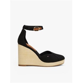 Resim Flag High Wedge Espad Closed Toe Siyah Kadın Sandalet-5742 Siyah 