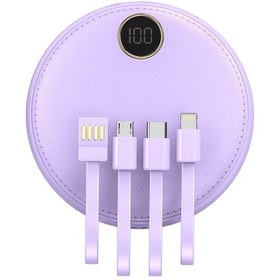 Resim Led Dijital Ekran Küçük Yuvarlak Paket Şarj Hazinesi, Güç Bankası, 10000/20000 Mililitre Dahil 20000 Mah Mor 