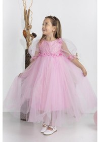 Resim Babyhola Kız Çocuk Abiye Elbise Balon Kol Bayramlık Mezuniyet Balo Gelinlik 5006 Pembe 