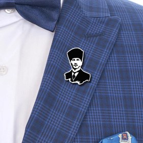 Resim Atatürk Rozeti Özel Üretim broş yaka gömlek ( Ahşap rozeti ) 