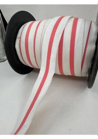 Resim 3 Cm Çizgili Grogren Şerit- Beyaz-pembe 