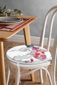 Resim RealHomes Fashion Girl Şapka Özel Tasarım Dijital Baskılı Yuvarlak Fermuarlı Sandalye Minderi 