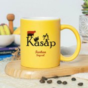 Resim İsme Özel Kasap Sarı Kupa Bardak 