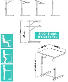Resim Depolife Tekerlekli Notebook Laptop Çalışma Sehpası Eğim Ve Yükseklik Ayarlı Akrobat Ders Yemek Çekyat Masası 