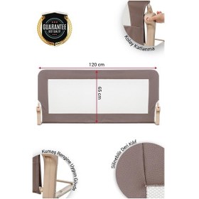 Resim Wellgro Premium 120x65 CM Deri Kılıflı Yatak Bariyeri Katlanır Yatak Korkuluğu Kahve 