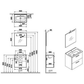 Resim VitrA Mia 75102 Antrasit Banyo Dolabı Set 60 Cm Çok Renkli 
