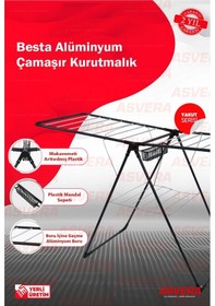 Resim Yakut Serisi - Besta Yarı Alüminyum Çamaşır Kurutmalık - Sepetli Çamaşır Kurutma Askısı Antrasit 