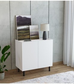 Resim Modern Mdf Çok Amaçlı 80 Cm 2 Kapaklı Beyaz Konsol 