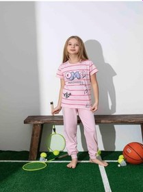 Resim Kız Çocuk Desenli Pembe Pijama Takımı-1259 Pembe 