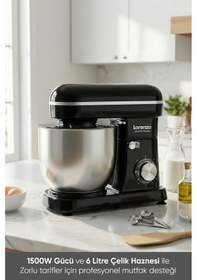Resim Lorenzo Masterplus 6 L 1500 W Hamur Yoğurma Mutfak Şefi Stand Mixer 
