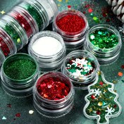 Resim 6 Parça Noel Kırmızı Yeşil Simli Pul Seti - Kar Tanesi ile Yapay Elmas, DIY Takılar, Çanta Aksesuarları, İnci ve Süs Dolgusu için 