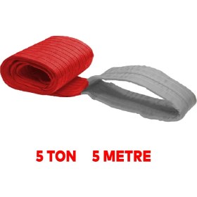 Resim Badem10 Sapan Polyester Spanzet 5 Ton 5 Metre Kırmızı Sağlam Yük Kaldırma Taşıma İndirme Halat 