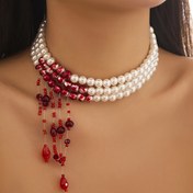 Resim 1/2 Gotik Tarz İmitasyon İnci Kolyeler - Şık Kan Damlası Püskül Kolye, Kadınlar ve Erkekler İçin Uygun - Ayarlanabilir Cadılar Bayramı Kolye Takı - Kız Arkadaş'ın Doğum Günü ve Anneler Günü İçin Mükemmel Yaratıcı Hediye - Tatil Partisi Hediyesi 