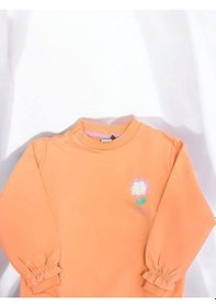 Resim Zekids Kız Bebek Çiçek Baskılı Basic Sweatshirt-14453 Somon 