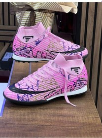 Resim Erkek Likralı Çoraplı Halısaha Spor Ayakkabı- Pembe Fuşya-655 Pembe 