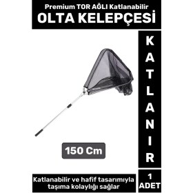 Resim Premium Profesyonel Hobi Kıyı Av Balıkçı Tor Ağlı Katlanabilir Olta Kelepçesi 150 cm 