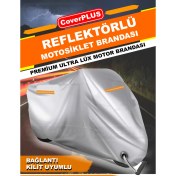 Resim Vespa Gts 300 Supertech Branda Motosiklet Brandası Motor Branda Turuncu Reflektörlü-Gri 