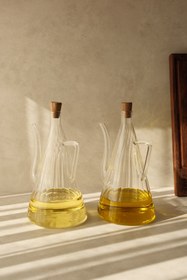Resim Dekorzdükkan 2'li Akasya Tıpalı Çizgili Model İbrik Yağdanlık (750ML) 