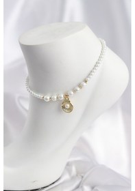 Resim Beyaz İnci İstiridyeli Model Halhal Altın - Beyaz 