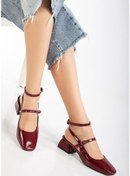 Resim St-003 Bordo Rugan Günlük 4 Cm Topuklu Bayan Ayakkabı Renksiz 