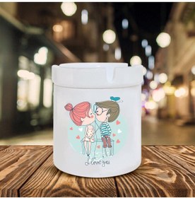 Resim Genel Markalar Love Temalı Baskılı Seramik Şık Küllük 
