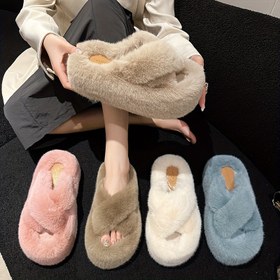 Resim Solid Color Platform Terlikler, Rahat rahat giyilebilir Kış Ayakkabıları, Konforlu Kapalı Ev Terlikleri 