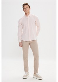 Resim AC&Co / Altınyıldız Classics Erkek Turuncu Comfort Fit Rahat Kesim Pamuklu Gizli Düğme Yaka Gömlek - Turuncu 
