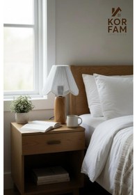 Resim Rosalinda Abajur - Beyaz Hasır El Yapımı Bohem Çiçek Şekilli Ahşap Ayaklı Rustik Abajur Çok Renkli 