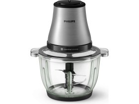 Resim Philips 3000 Serisi Doğrayıcı Rondo; 500W Güçlü Motor, 2 Litre Geniş Cam Hazne, Özel Powerchop Teknolojisi, 2 Farklı Hız Ayarı, 4'lü Paslanmaz Çelik Bıçak, Buz Kırma Özelliği, Metalik Gri Tasarım 