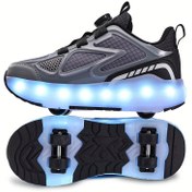 Resim Çocuk LED Işıklı Spor Ayakkabıları, Ayarlanabilir Parlaklık, Nefes Alabilen Kumaş Astar, TPR Taban, Döner Toka Kapanışı, Erkek ve Kız Çocukları İçin Trendy Sokak Modası 