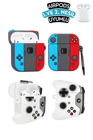 Resim EWEC 2'li Set 1. Ve 2.nesil Uyumlu Nintendo Switch Ve Beyaz Konsol Figürlü Kulaklık Kılıfı, Ikili Set 