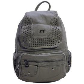 Resim Baginn Yıkama S.deri Kadın Sırt Çantası Troklu Model Çok Cepli Günlük Kullanım İçin İdeal Gri 