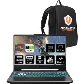 Resim Asus Tuf Gaming A15 Amd Ryzen 7 7435HS 96GB 4tb SSD RTX3050/4GB 75W 15.6" Fhd 144Hz Windows 11 Pro Taşınabilir Bilgisayar & Per4 Çanta FA506NCRHN034P420 
