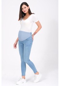 Resim Busa Hamile Esnek Karın Bantlı Skinny Kot Pantolon Açık Mavi-açık Mavi 