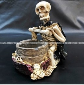 Resim Polyester Korsan Kurukafa Pipe Pipo Küllük Iskelet Kül Tablası 