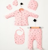 Resim NEU KIDS Hastane Çıkış Seti Penye 5'li Set Yenidoğan Kıyafetleri Sevimli Baskılı %100 Pamuk - Hediye Paketli 