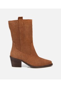 Resim Hotiç Kadın Süet Deri Taba Western Kovboy Topuklu Bot 01boh313150a340 01boh313150a340 Taba 