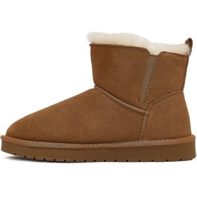 Resim Kadın Camel Süet Deri Teddy Bot - Camel / 