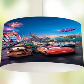 Resim BelezaHome Kımızı Lacivert Şimşek Mc Queen Arabalar Dekoratif Sarkıt Çocuk Odası Avize 