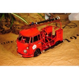 Resim Jayland Vintage Metal Retro Klasik Kırmızı Itfaiye Aracı 