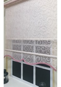 Resim Çift Mekanizmalı Pembe Tül Perde Ve Ekru Stor Perde Stb2015-v12 