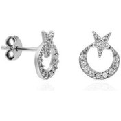 Resim Ay Yıldızlı Gümüş Çocuk Küpesi Bayraklı Bayan Küpe Kupe-353 