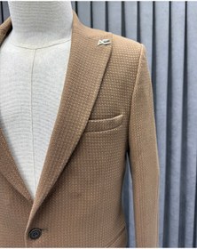Resim Avni Ceylan Erkek Kahverengi Desenli Dokuma Kumaş Tek Düğme Blazer Ceket 