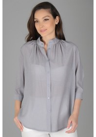 Resim Sweetness Kadın Gri Yakası Büzgülü Gömlek Gri 