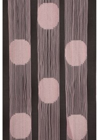 Resim Puanlı Model Pembe Renk İp Perde Hazır Düğmeleri Dikilmiş İp Perde 300 270 Cm Pembe 